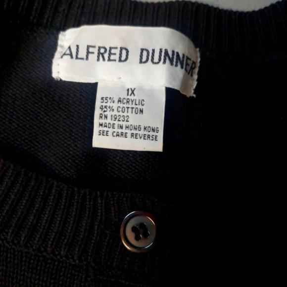 Vintage Alfred Dunner Black cardigan floral embroidery Cabincore - Picture 7 of 9